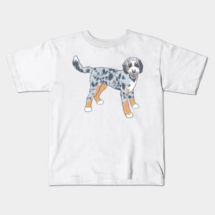 Blue Merle Aussiedoodle with Tan Points Kids T-Shirt